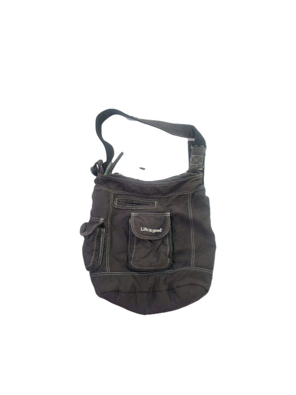 Life is Good Dark Gray Crossbody Canvas Messenger Bag